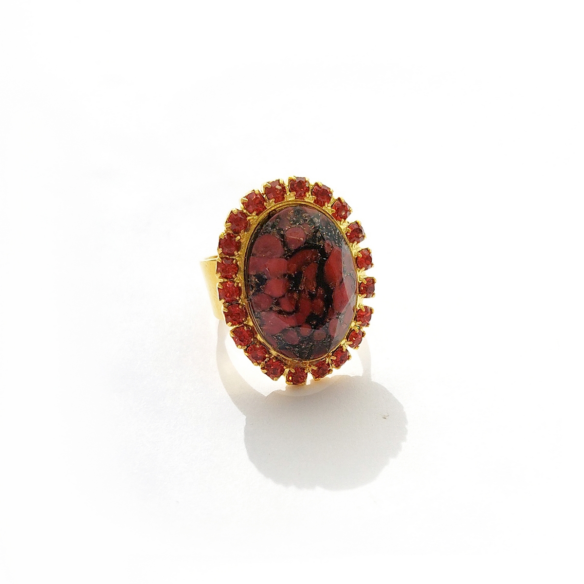 5696D Oval stone ring Πορτοκαλί