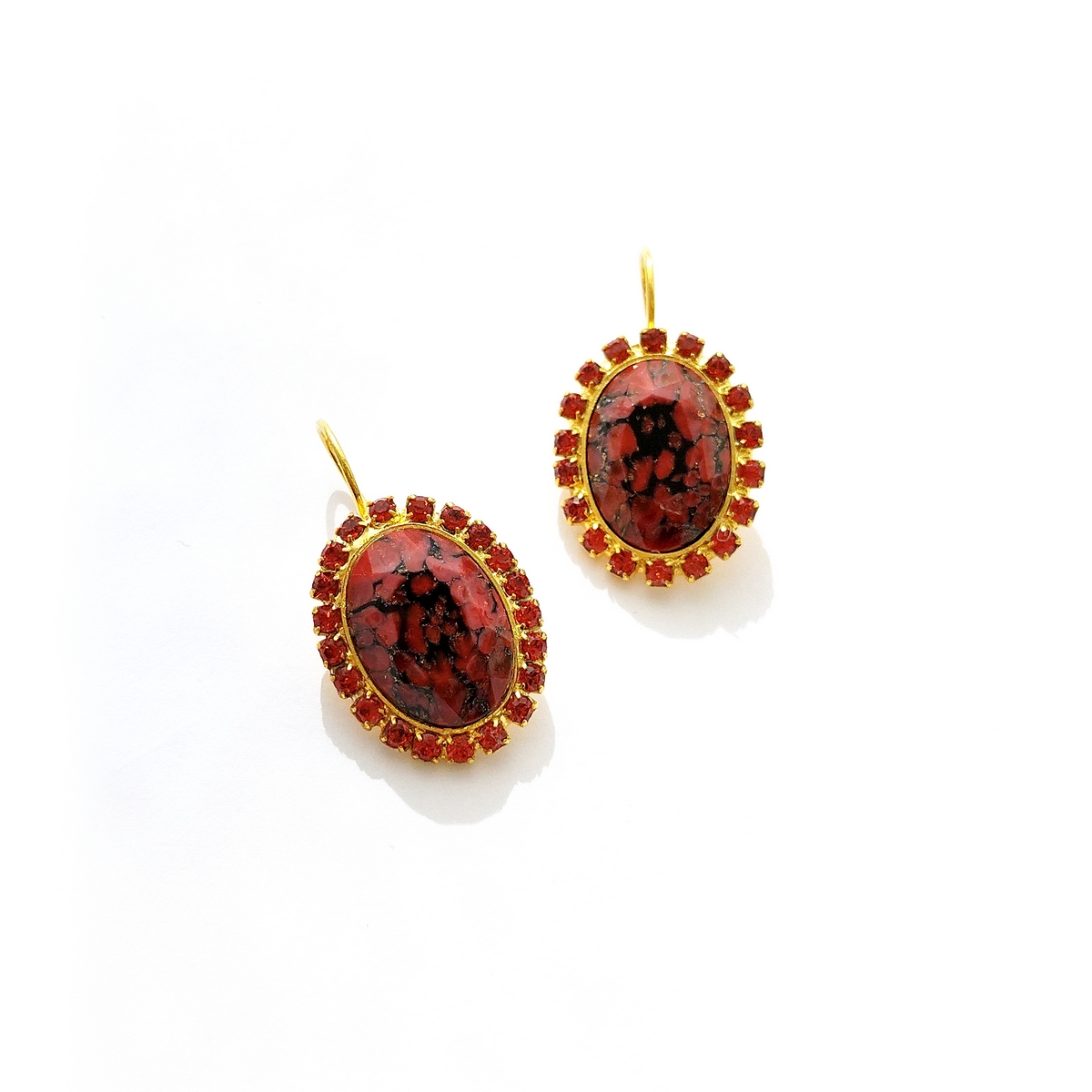 Alternative view of 5696F Oval stone earrings Πορτοκαλί