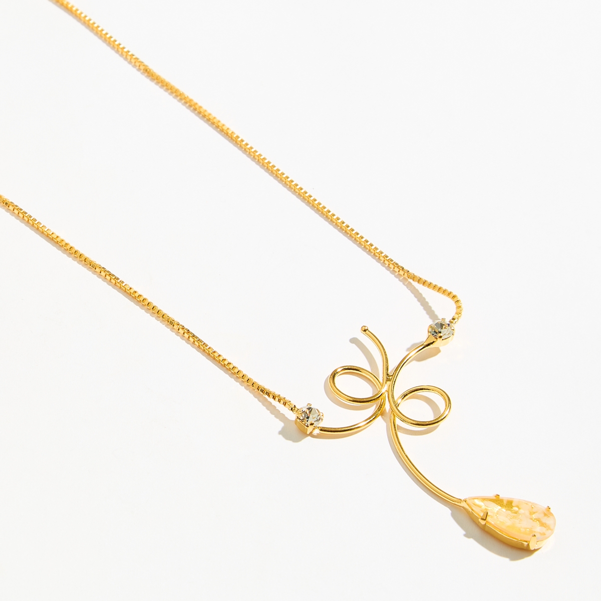 Alternative view of 5698A Amber flow necklace Κίτρινο