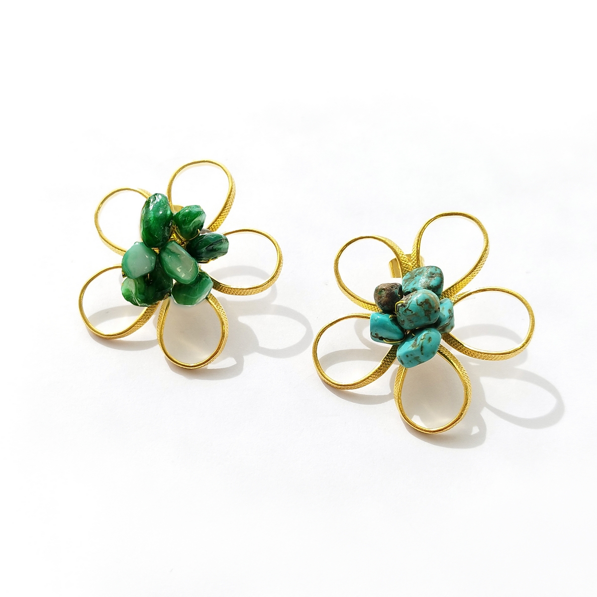 5713F Color in bloom χειροποίητα σκουλαρίκια Catherine bijoux Πράσινο