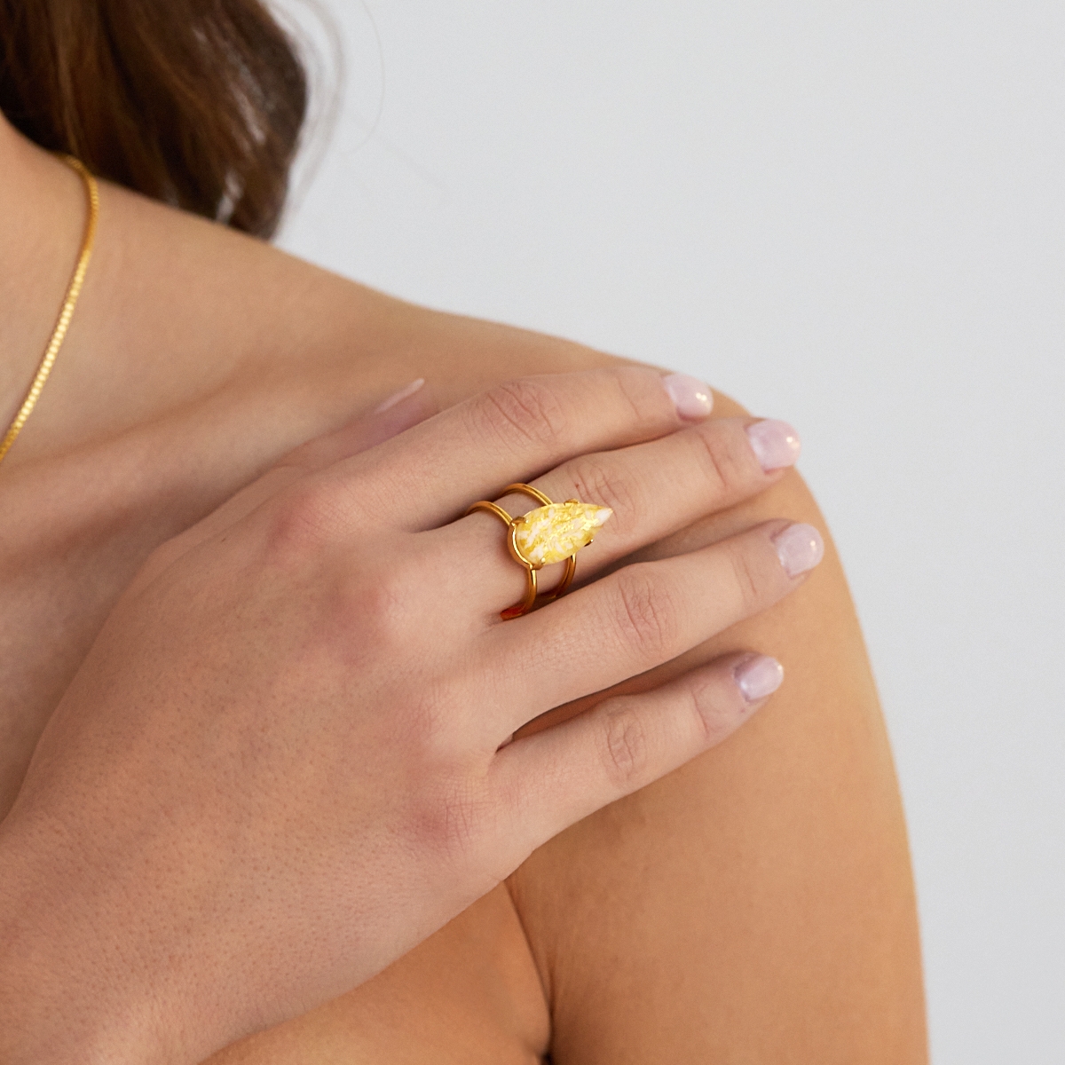 Alternative view of 5698D Amber flow small ring Τυρκουάζ