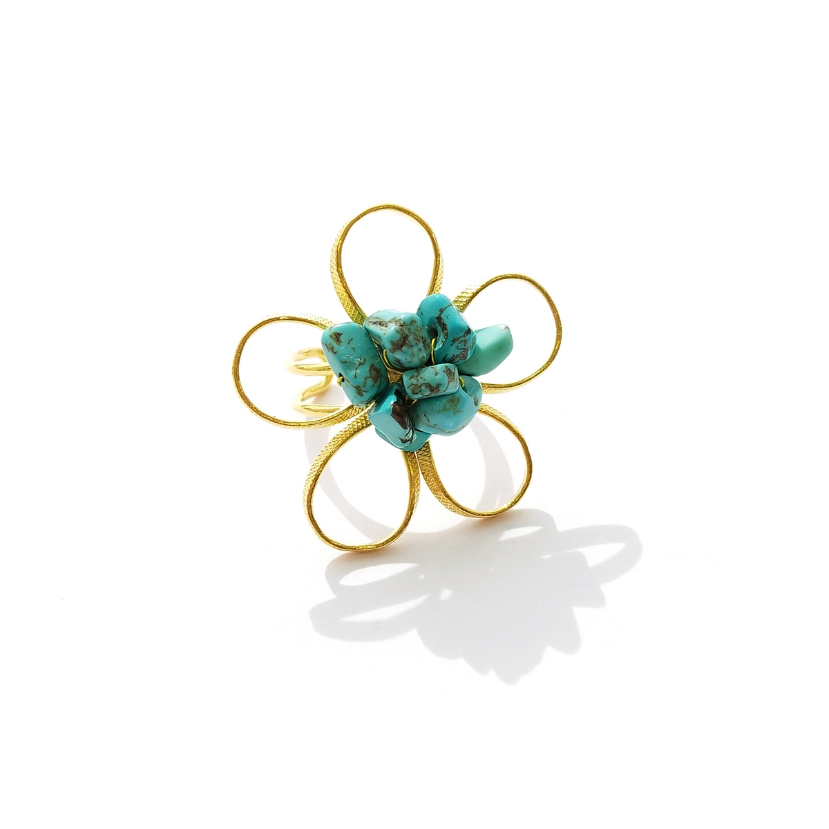Alternative view of 5713D Color in bloom long χειροποίητο δαχτυλιδι Catherine bijoux Τυρκουάζ