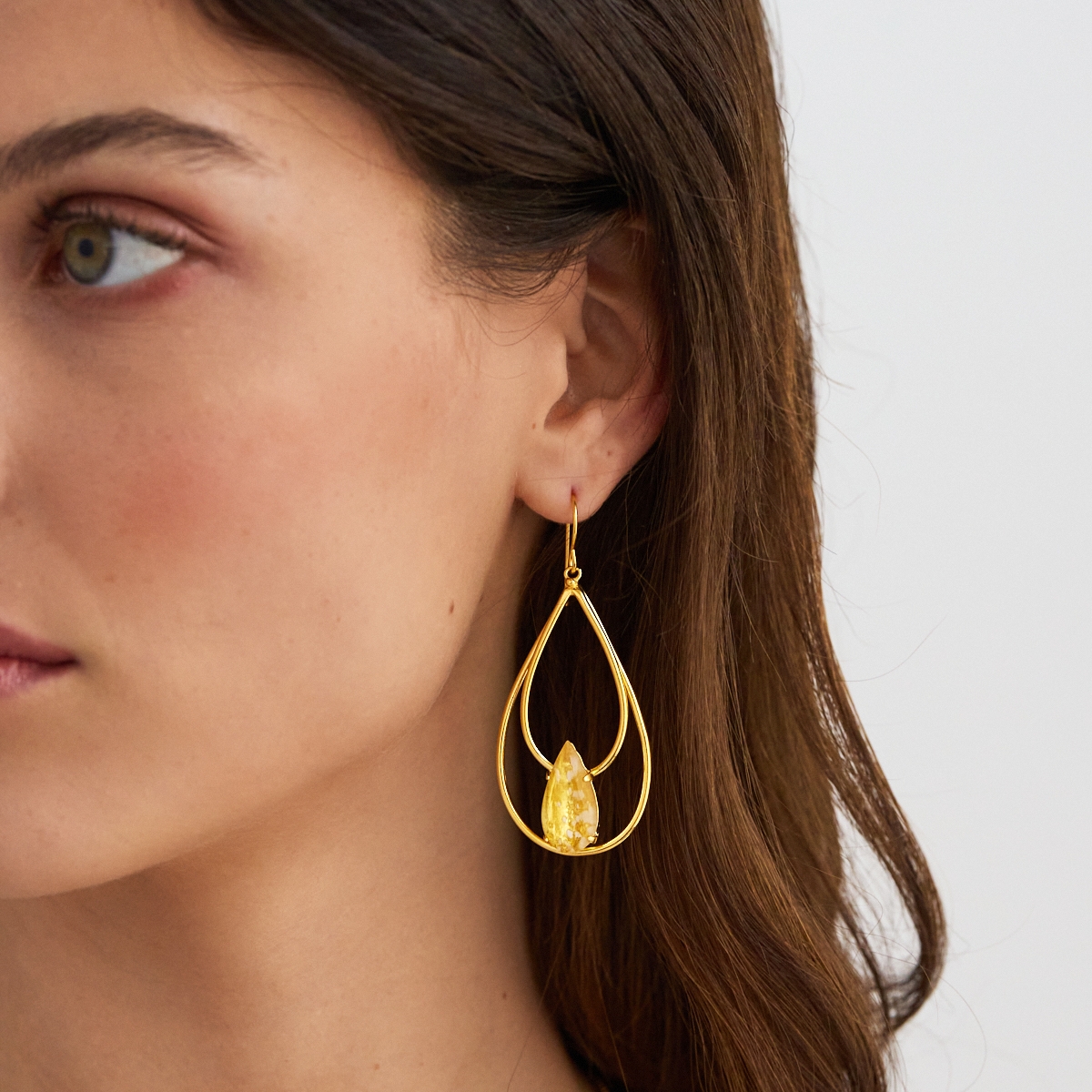 Alternative view of 5700F Amber flow tear earrings Τυρκουάζ