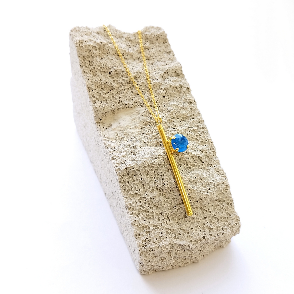 5535A Colorful frame necklace with chain and clasp Catherine bijoux Turqoise