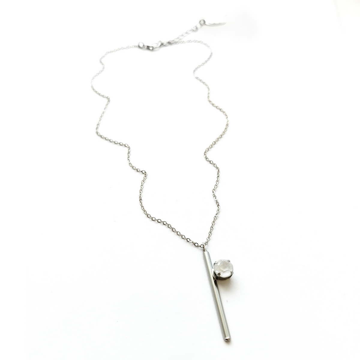5535A Colorful frame necklace with chain and clasp Catherine bijoux Silver