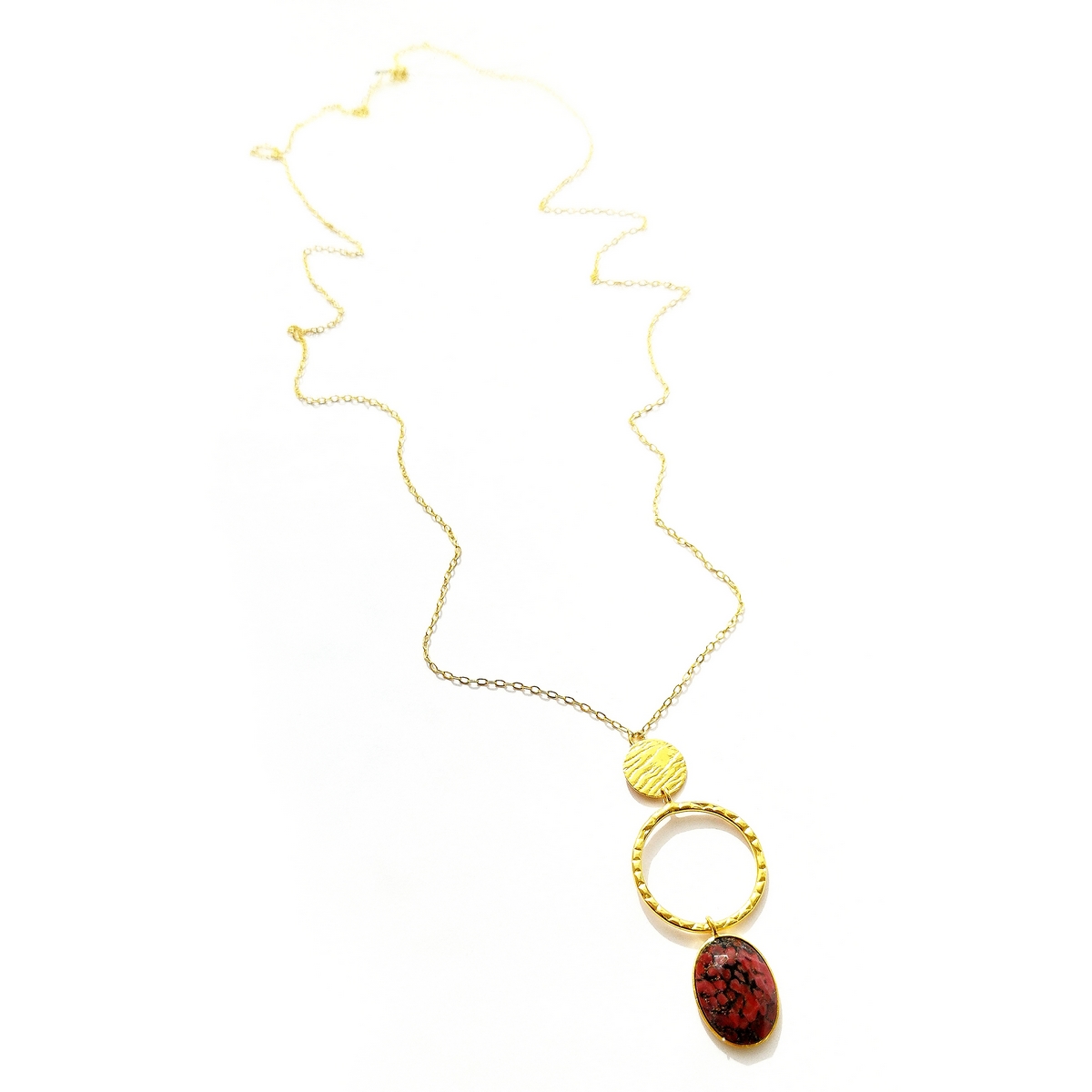 5695A Oval stone simple pendant Πορτοκαλί