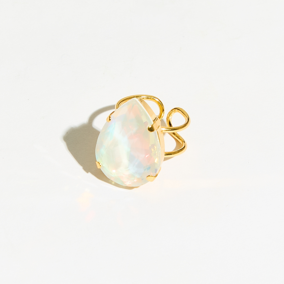 Alternative view of 5706D Lotus flower crystal ring Άσπρο