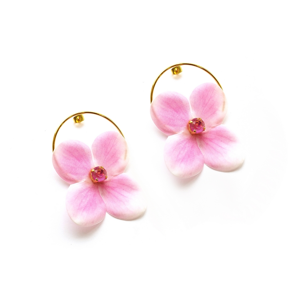 Alternative view of 5627F Primrose and crystals earrings Ροζ