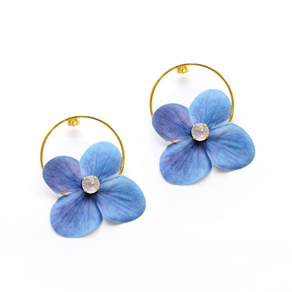 5627F Primrose and crystals earrings Μπλε