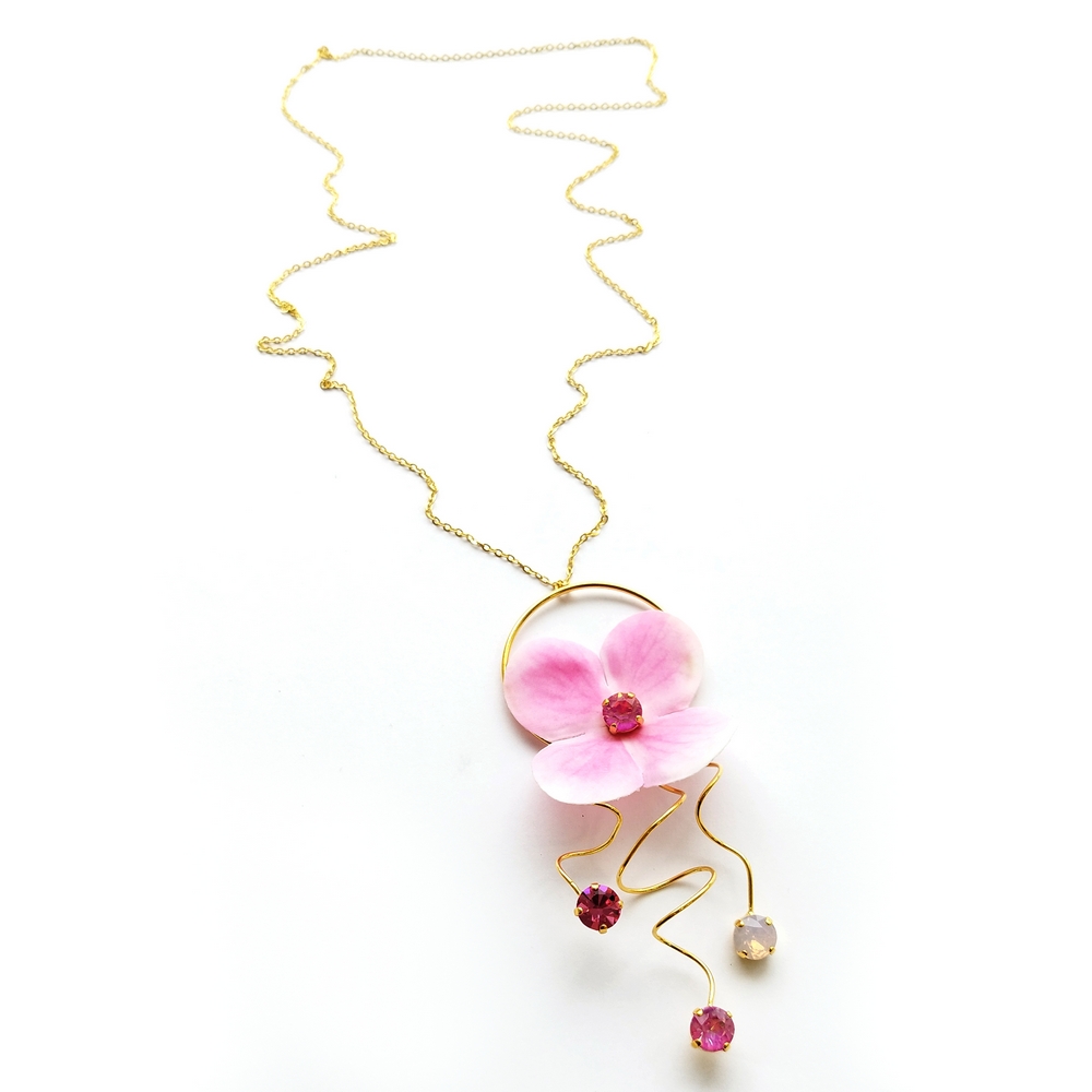Alternative view of 5626A Primrose and crystals pendant Ροζ