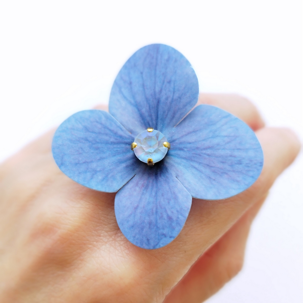 5626D Primrose and crystals ring Μπλε