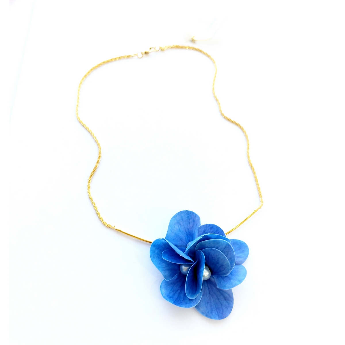 5629A Primrose and pearls necklace Catherine bijoux Μπλε