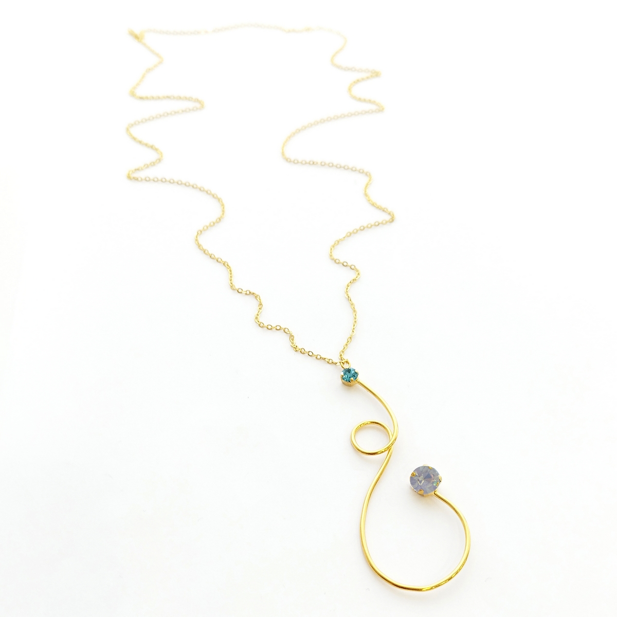 5558A Luna twist long pendant Catherine bijoux Τυρκουάζ