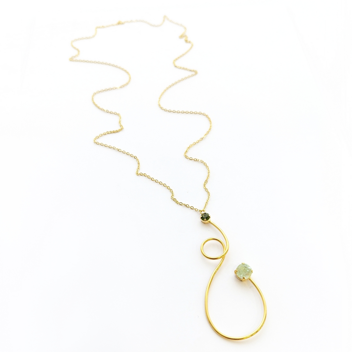 5558A Luna twist long pendant Catherine bijoux Ανοιχτό Πράσινο