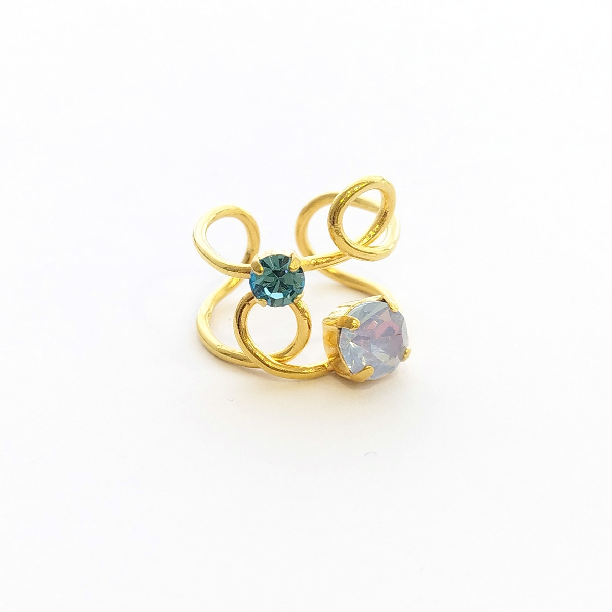 Alternative view of 5558D Luna twist ring Catherine bijoux Turqoise