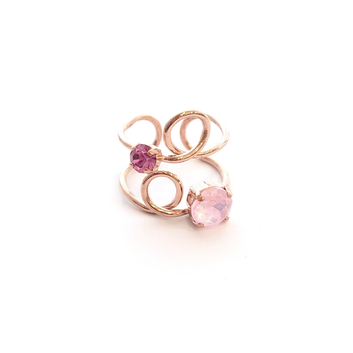 5558D Luna twist ring Catherine bijoux Magenta