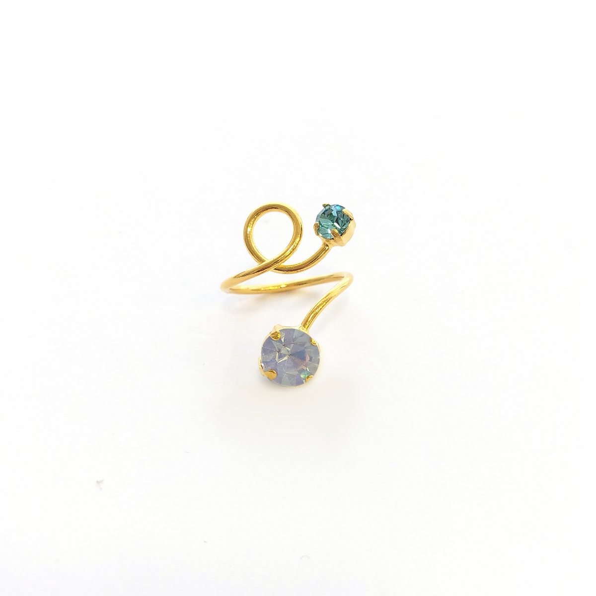 Alternative view of 5559D Luna twist small ring Catherine bijoux Turqoise