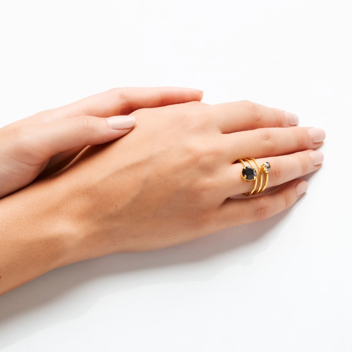 5561D Luna twist ring Catherine bijoux Magenta