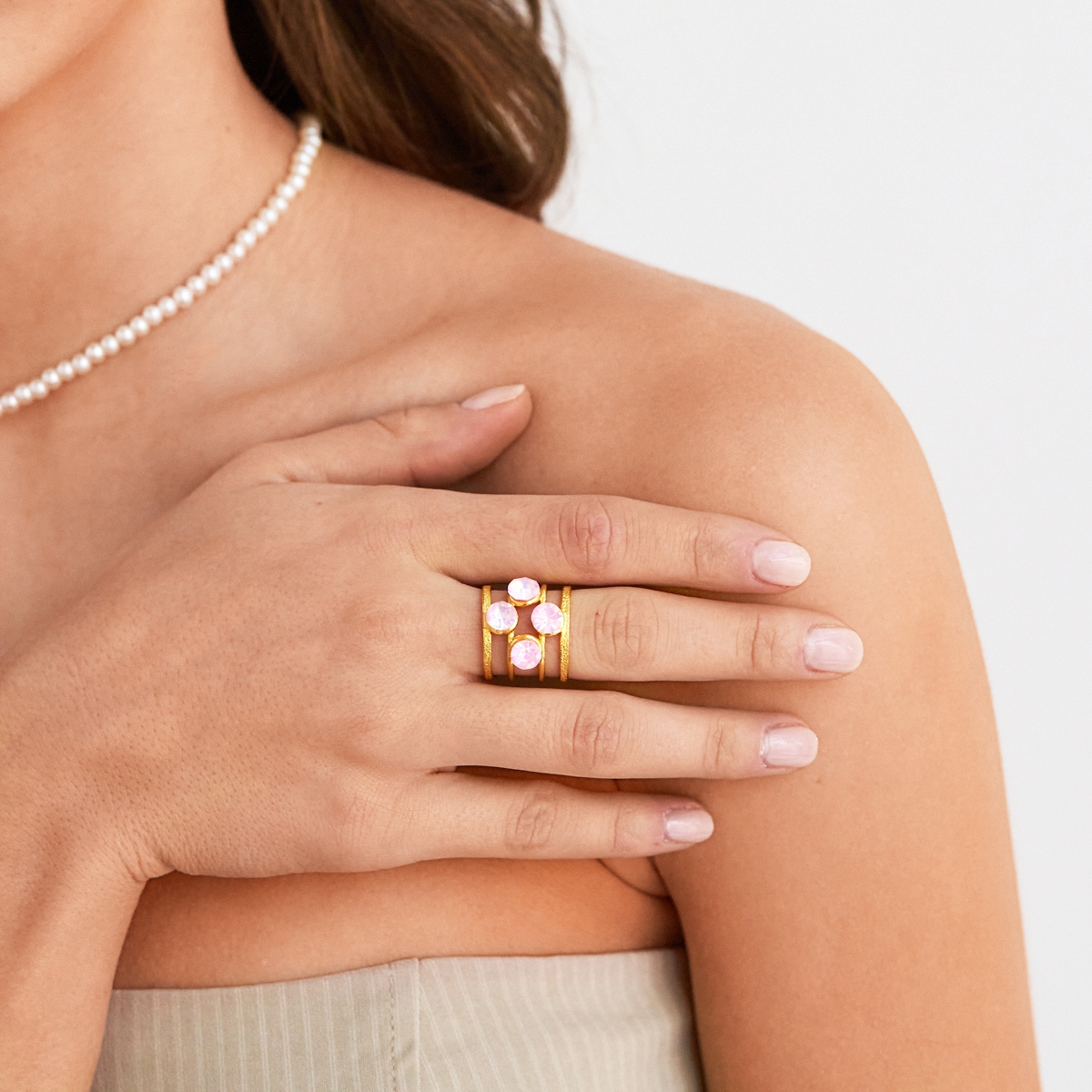 Alternative view of 5690D Full of crystals ring Μπλε