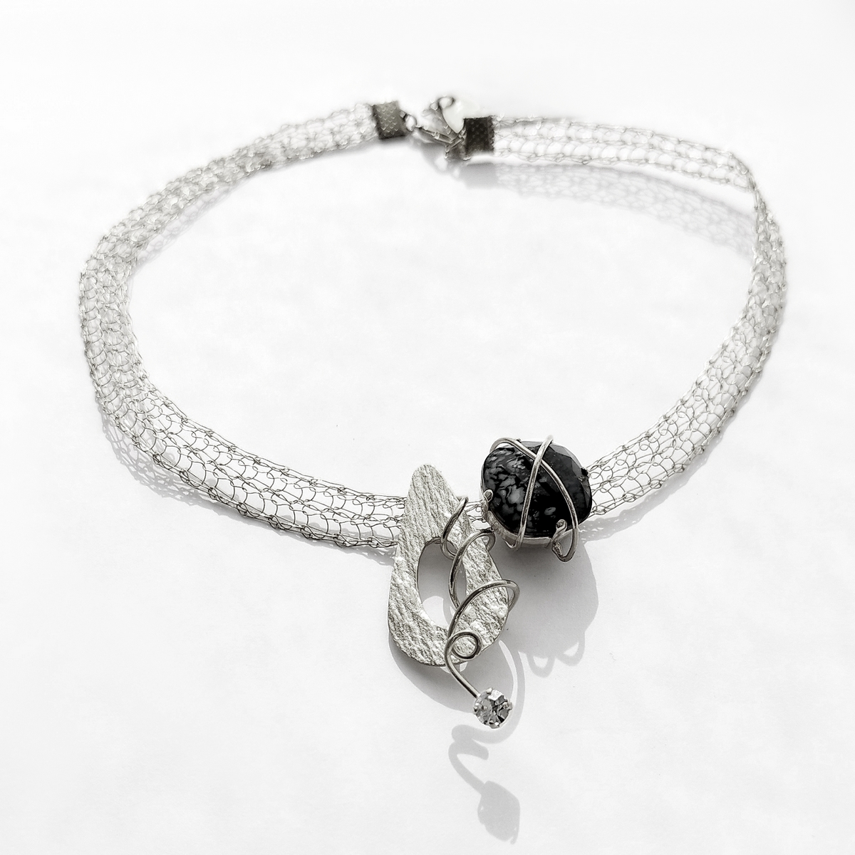 Alternative view of 5715A Colorful handmade crystal necklace Γκρι