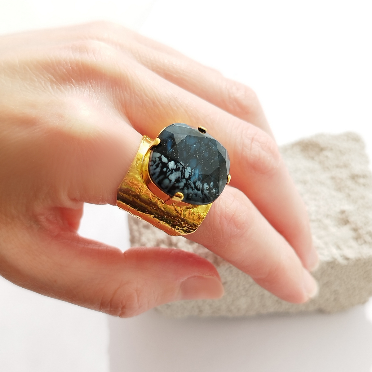 Alternative view of 5715D Colorful handmade crystal ring Γκρι