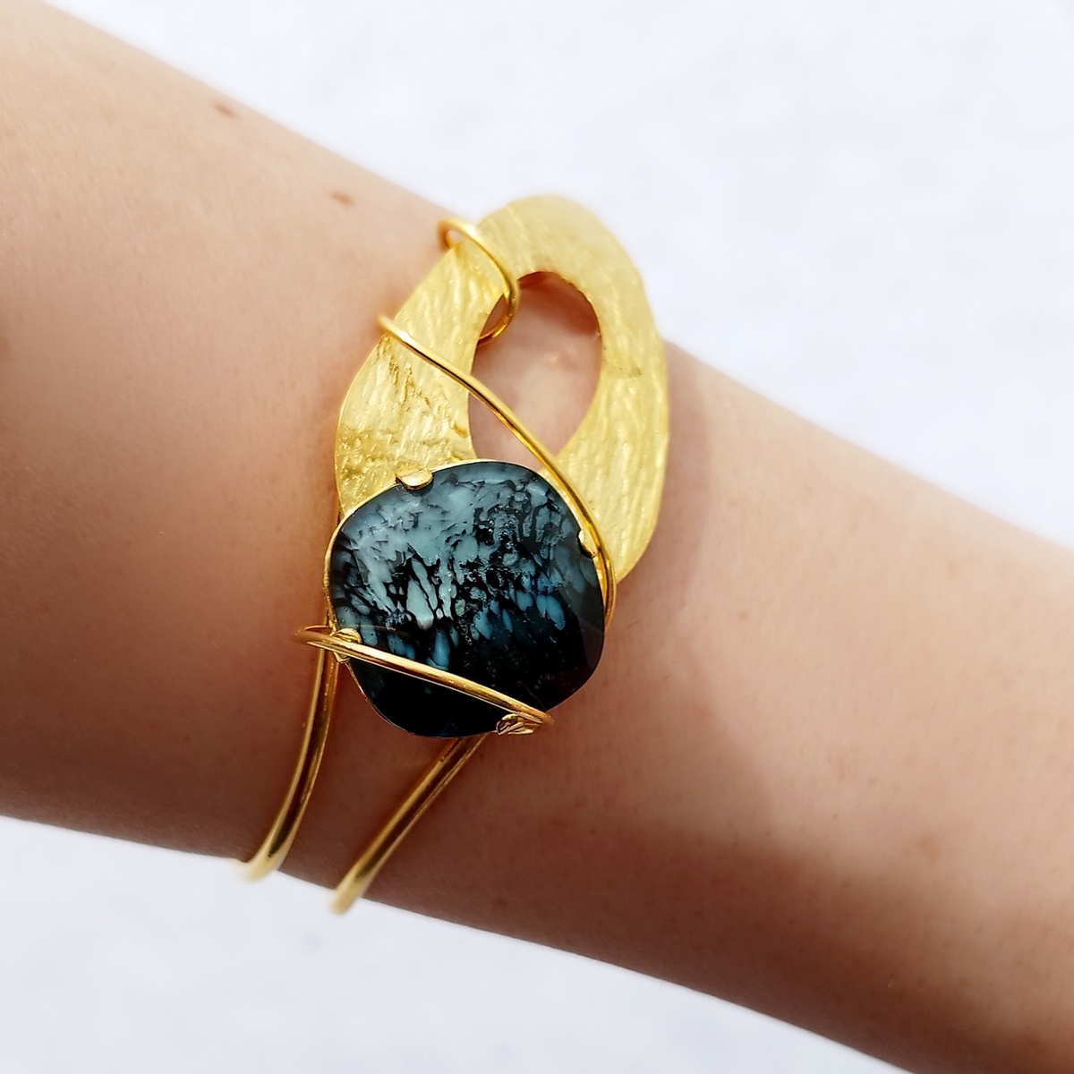 5715E Colorful handmade crystal bangle Μαύρο