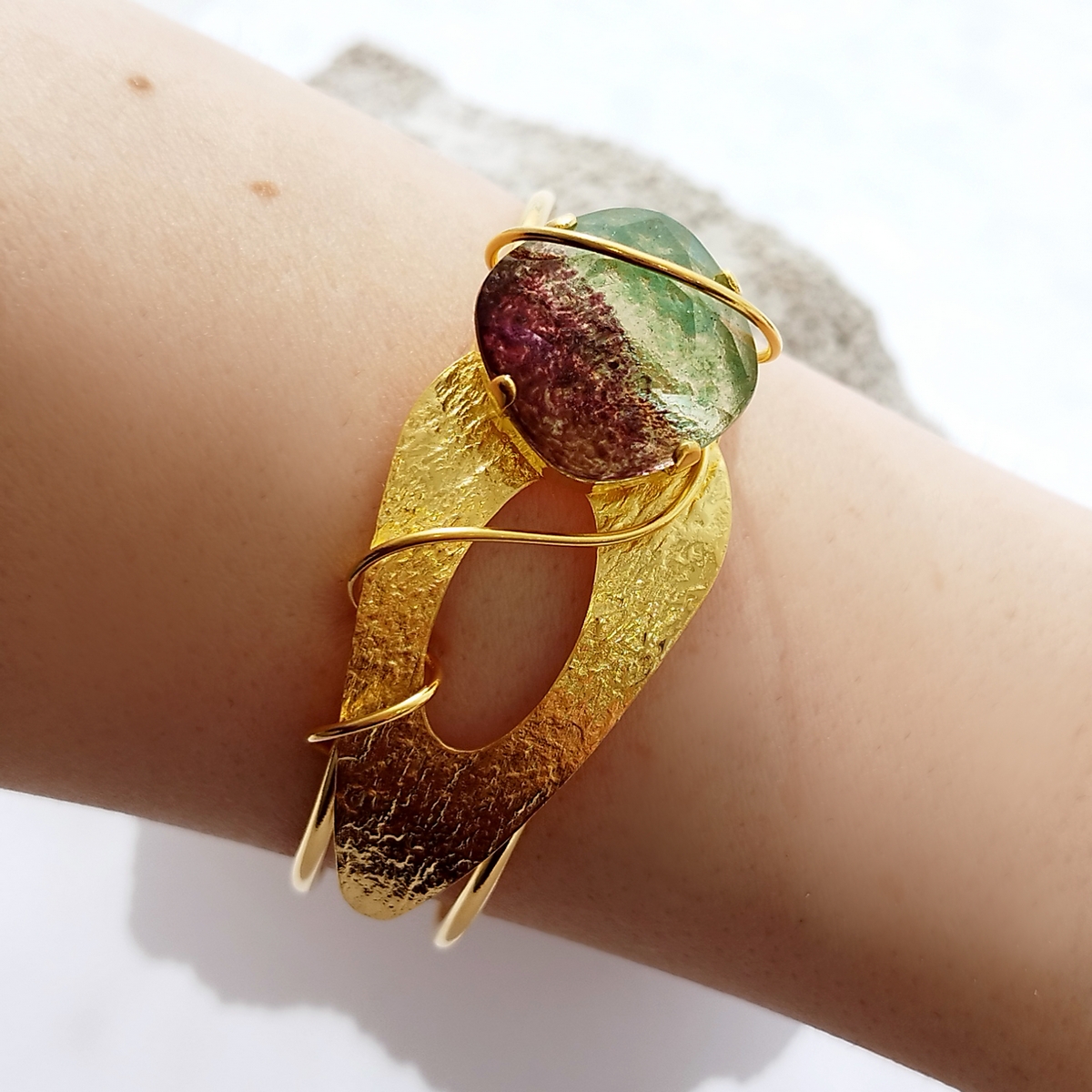 5715E Colorful handmade crystal bangle Πράσινο