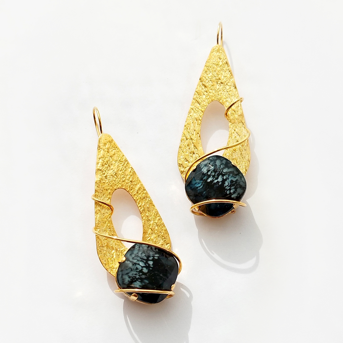 5716F Colorful handmade crystal earrings Μαύρο