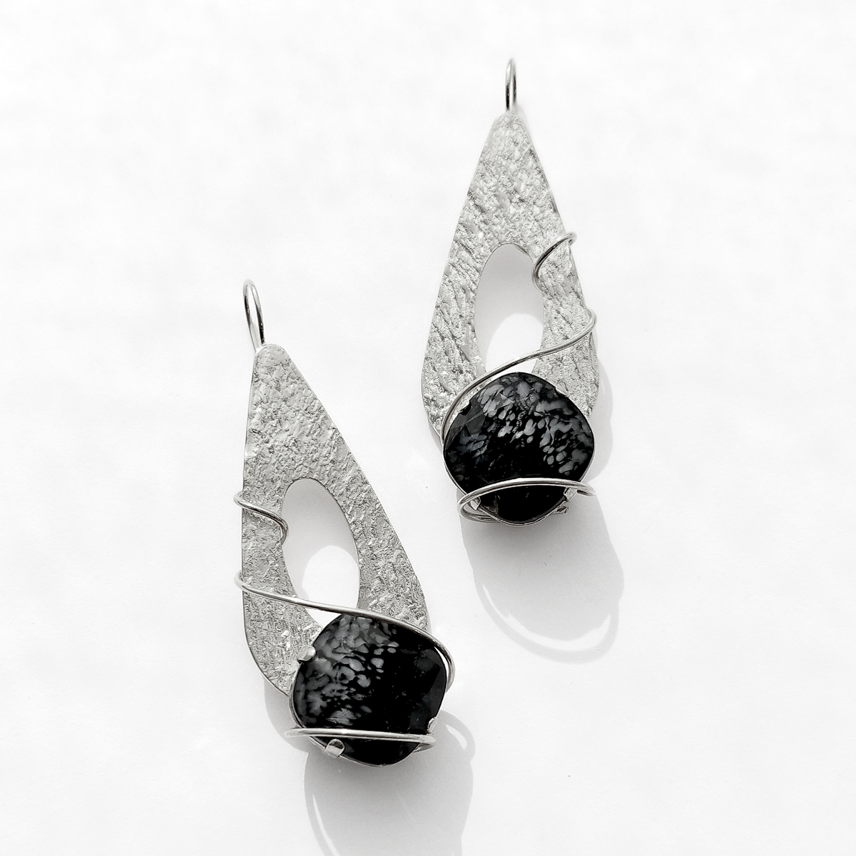 5716F Colorful handmade crystal earrings Γκρι