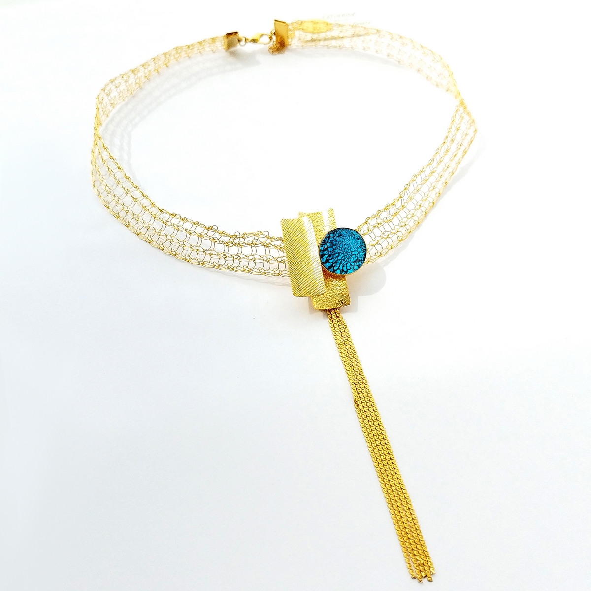 Alternative view of 5572A Real handmade statement necklace Τυρκουάζ