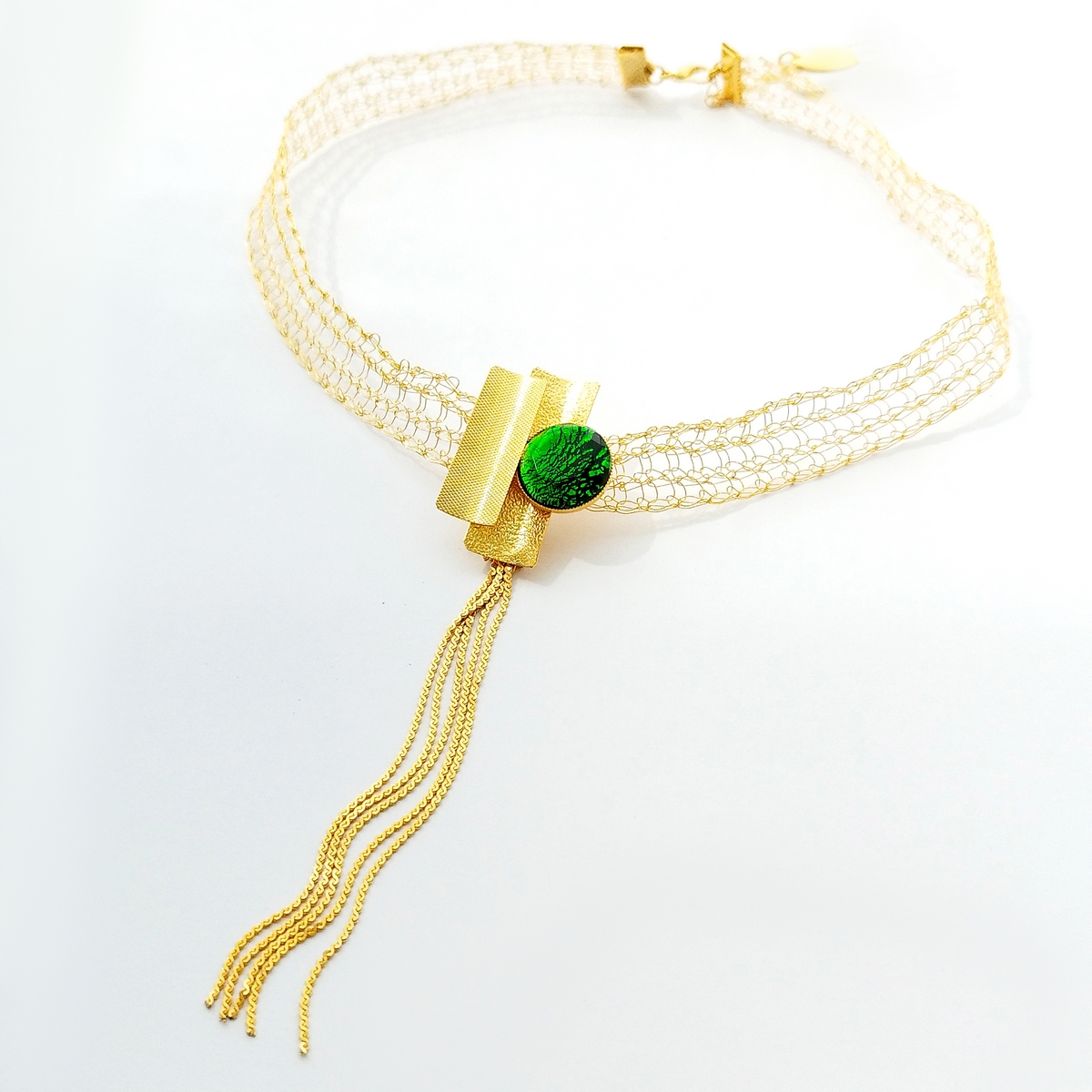 5572A Real handmade statement necklace Πράσινο