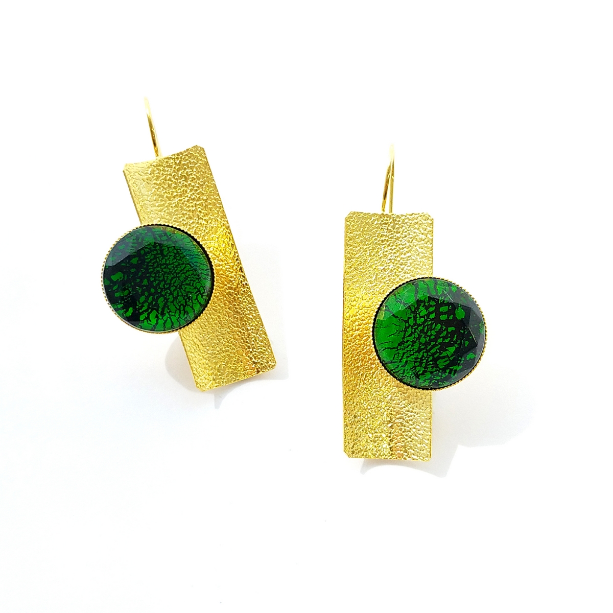 Alternative view of 5572F Real handmade crystal big earrings Πράσινο