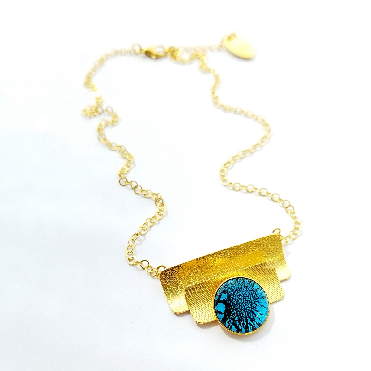 5573A Real handmade crystal small necklace Turqoise