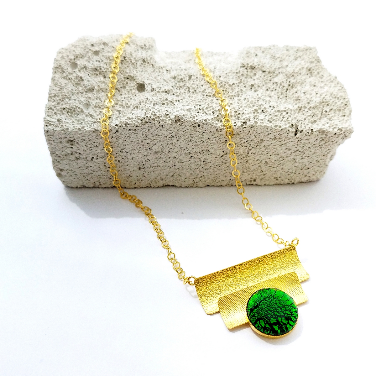 5573A Real handmade crystal small necklace Green