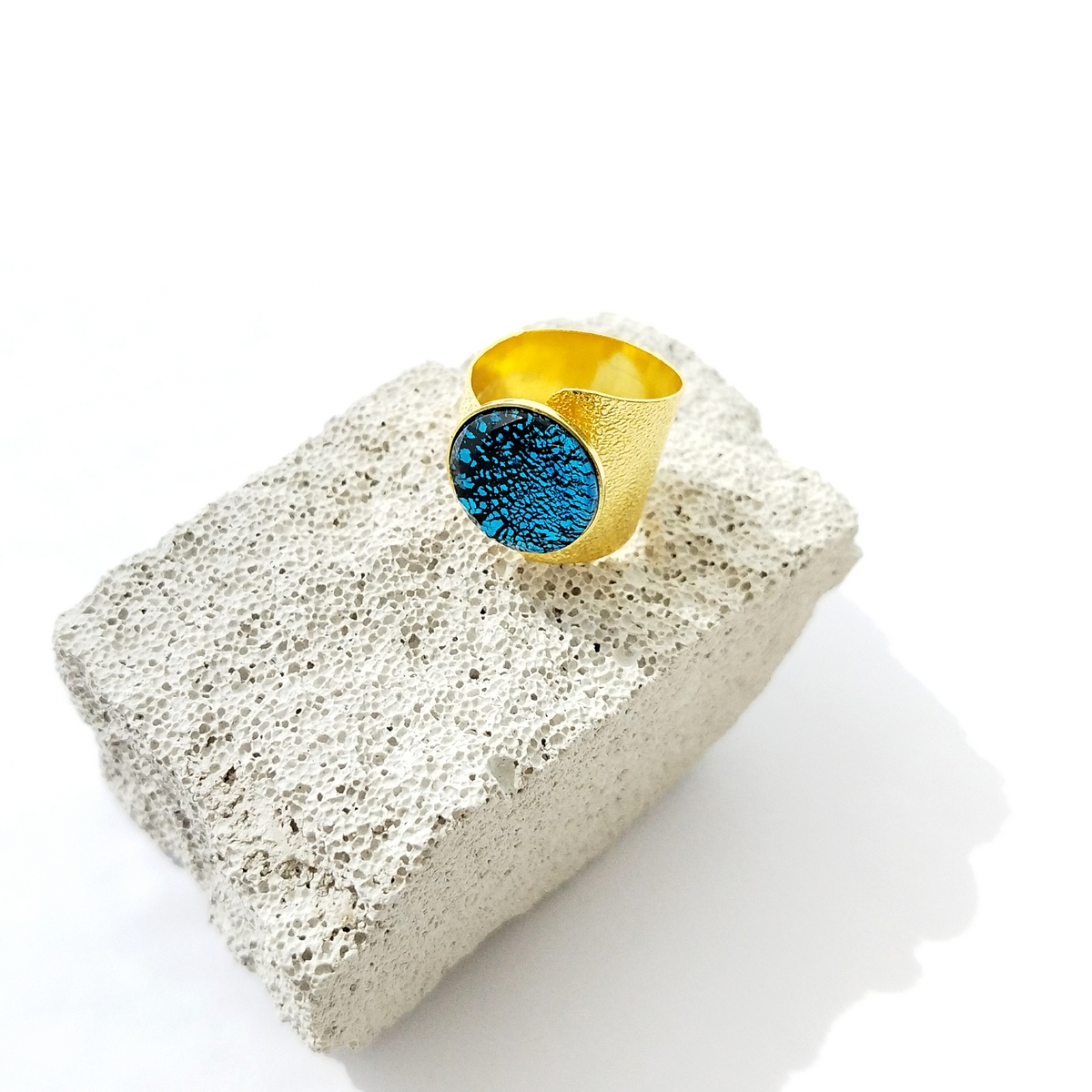 Alternative view of 5573D Real handmade crystal big ring Turqoise