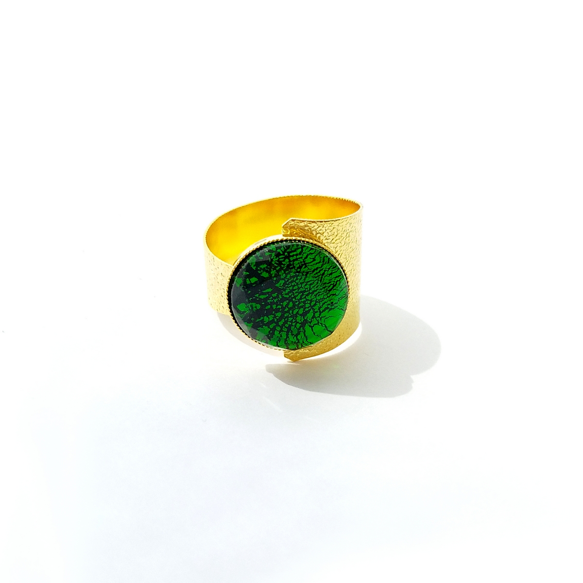 5573D Real handmade crystal big ring Green