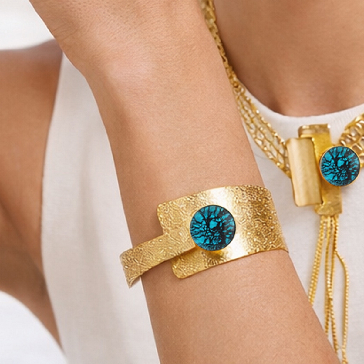 5573E Real handmade crystal bangle Catherine bijoux Τυρκουάζ