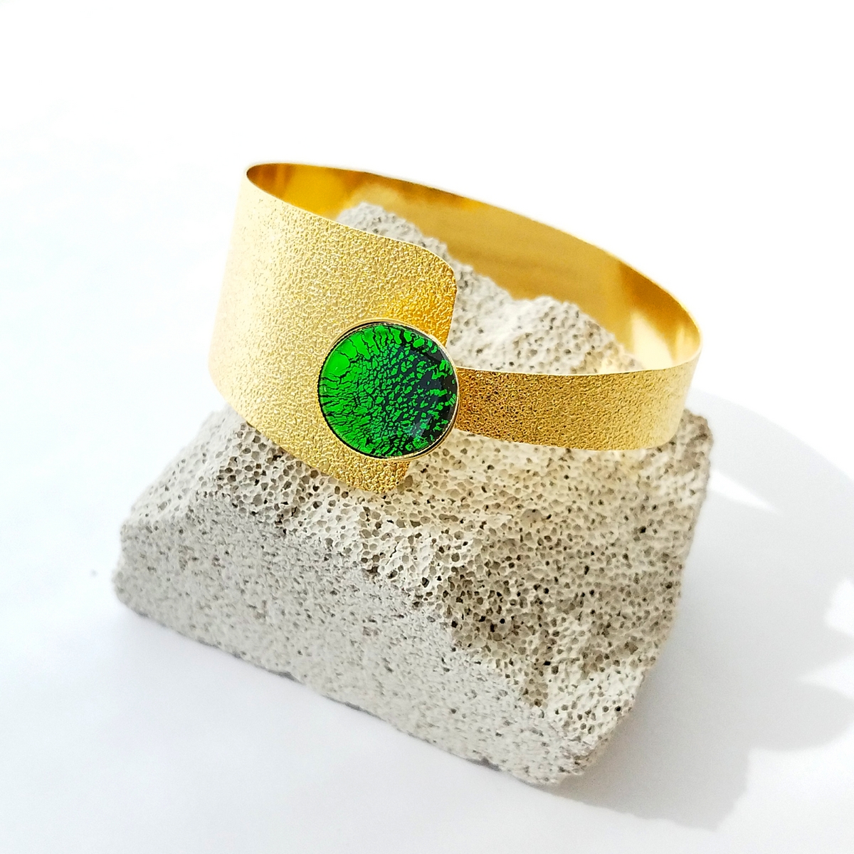5573E Real handmade crystal bangle Catherine bijoux Πράσινο