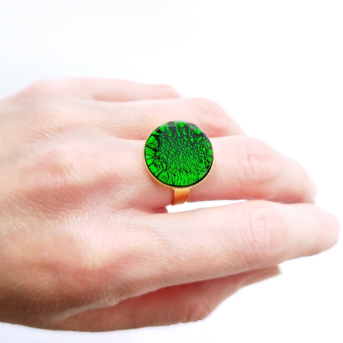5576D Real handmade small ring Πράσινο