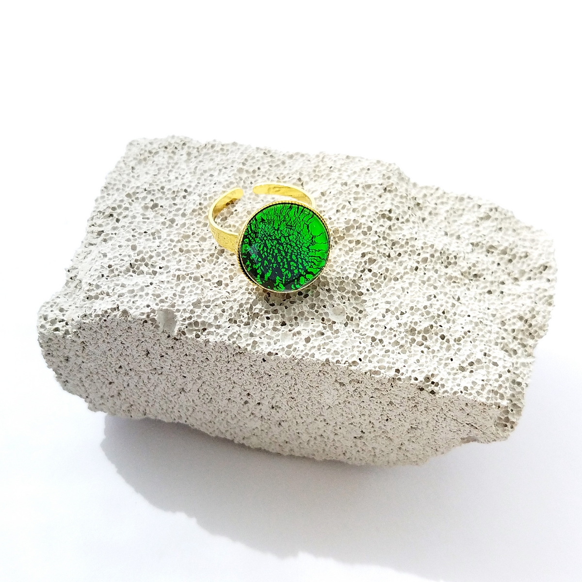 Alternative view of 5576D Real handmade small ring Πράσινο
