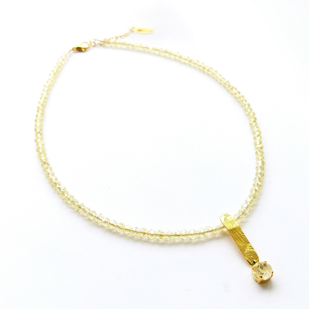 5688A Colourful crystal necklace Κίτρινο