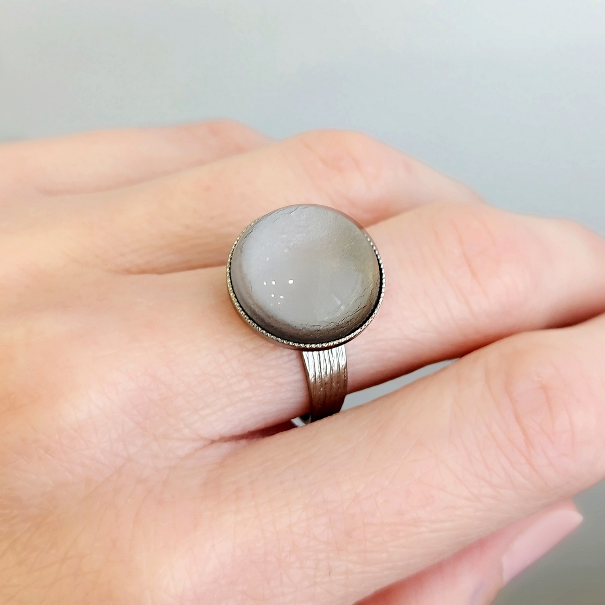 5723D Moonlight small χειροποίητο δαχτυλιδι Catherine bijoux Γκρι
