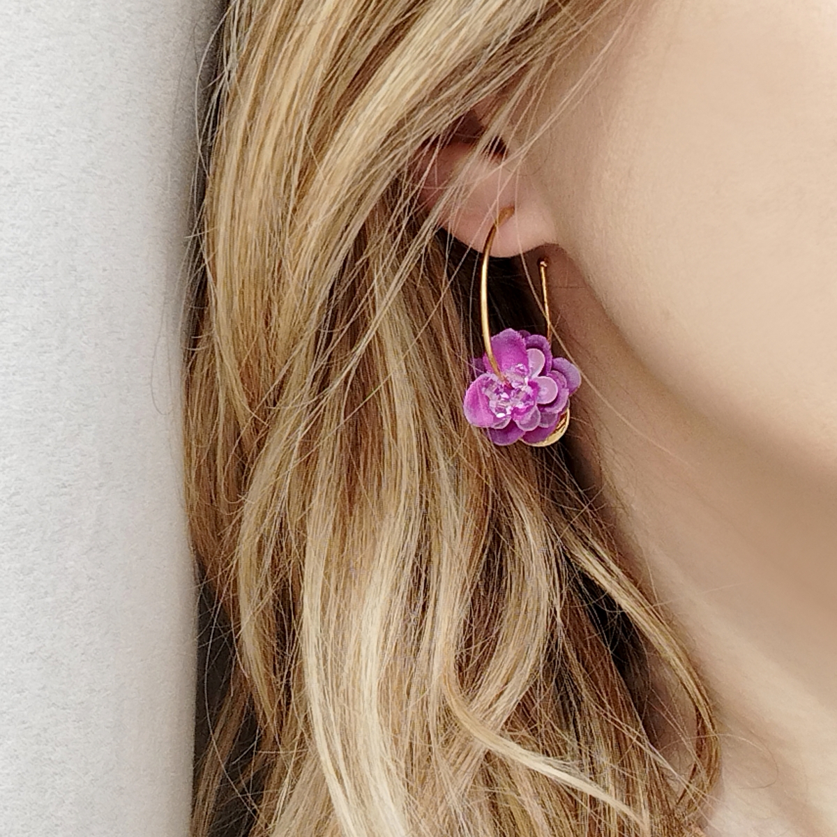 Alternative view of 5726F Purple orchid earrings Catherine bijoux Μωβ