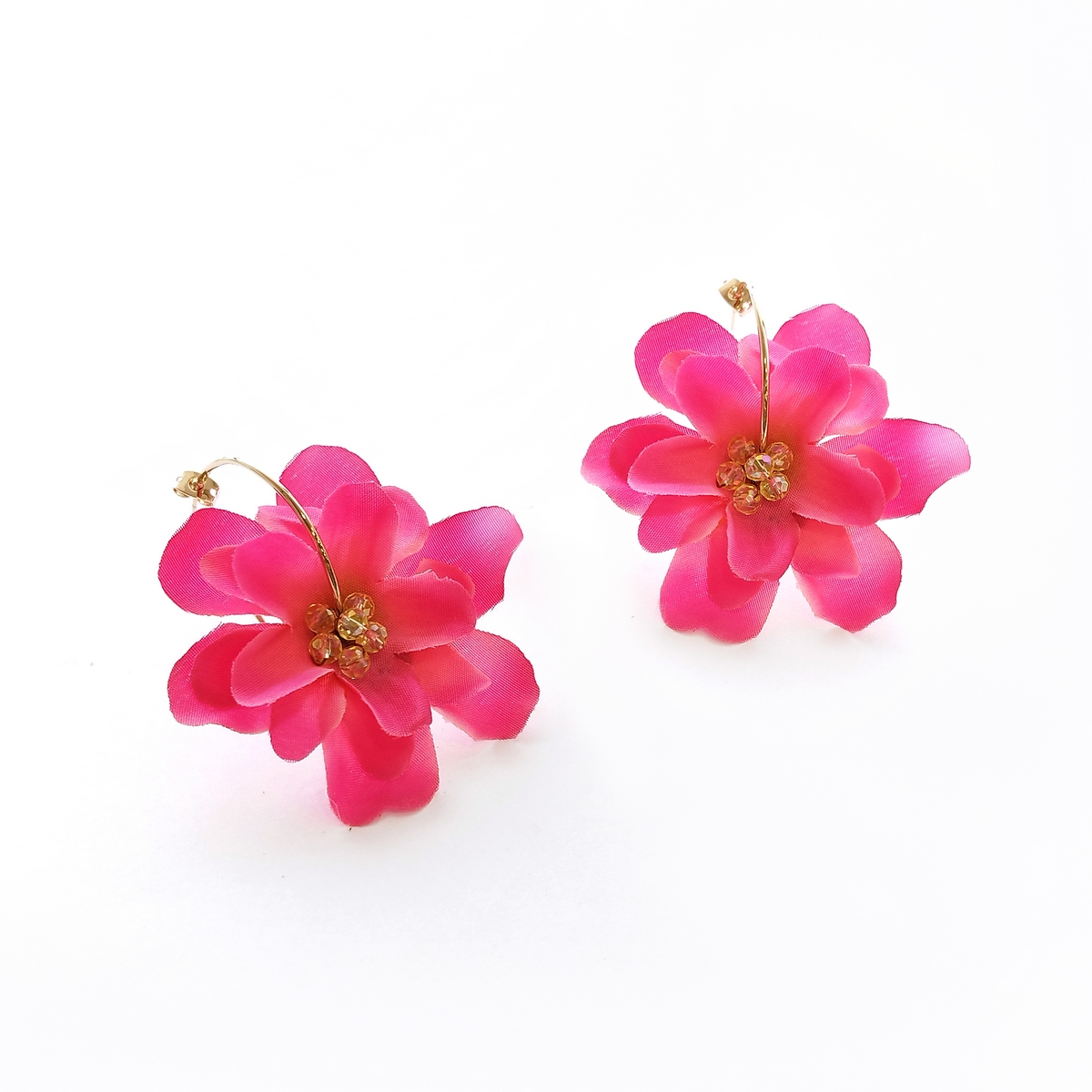 Alternative view of 5728F Magenta orchid earrings Catherine bijoux Φούξια