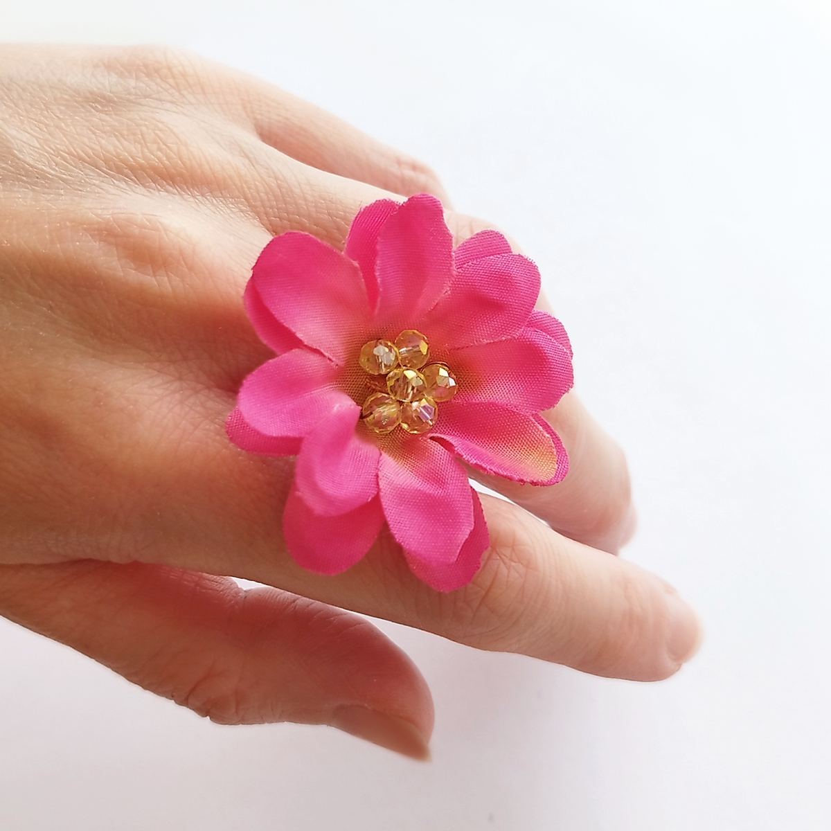 5728D Magenta orchid ring Catherine bijoux Φούξια