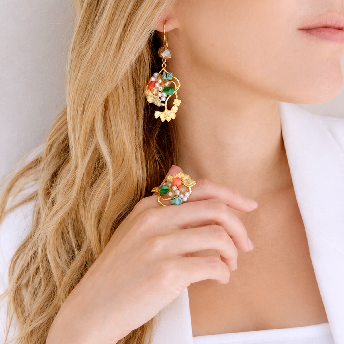5732F Summer colors χειροποίητα σκουλαρίκια Catherine bijoux Χρυσό