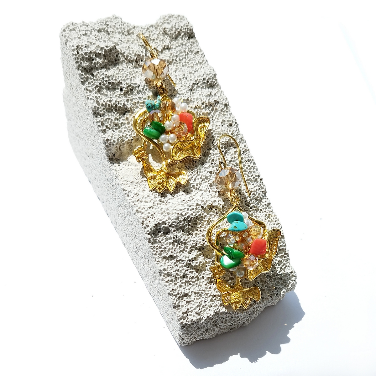 Alternative view of 5732F Summer colors χειροποίητα σκουλαρίκια Catherine bijoux Χρυσό