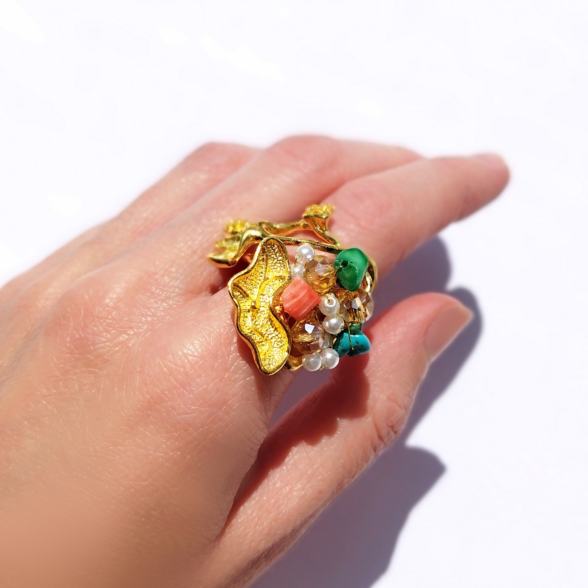 5732D Summer colors χειροποίητο δαχτυλιδι Catherine bijoux Χρυσό