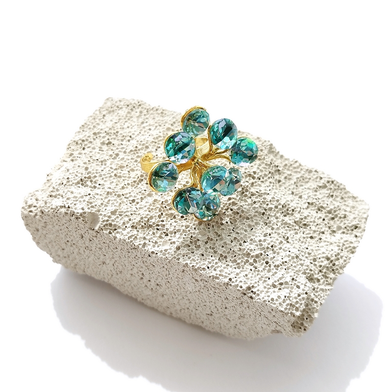 Alternative view of 5737D Crystal blossom χειροποίητο δαχτυλίδι Catherine Bijoux Τυρκουάζ