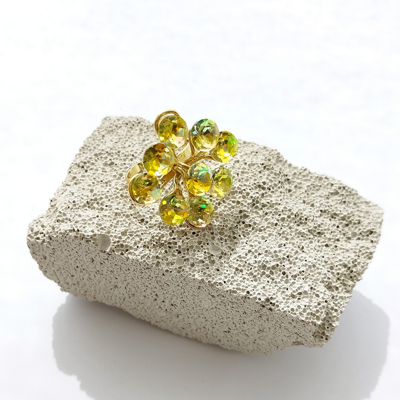 5737D Crystal blossom χειροποίητο δαχτυλίδι Catherine Bijoux Κίτρινο